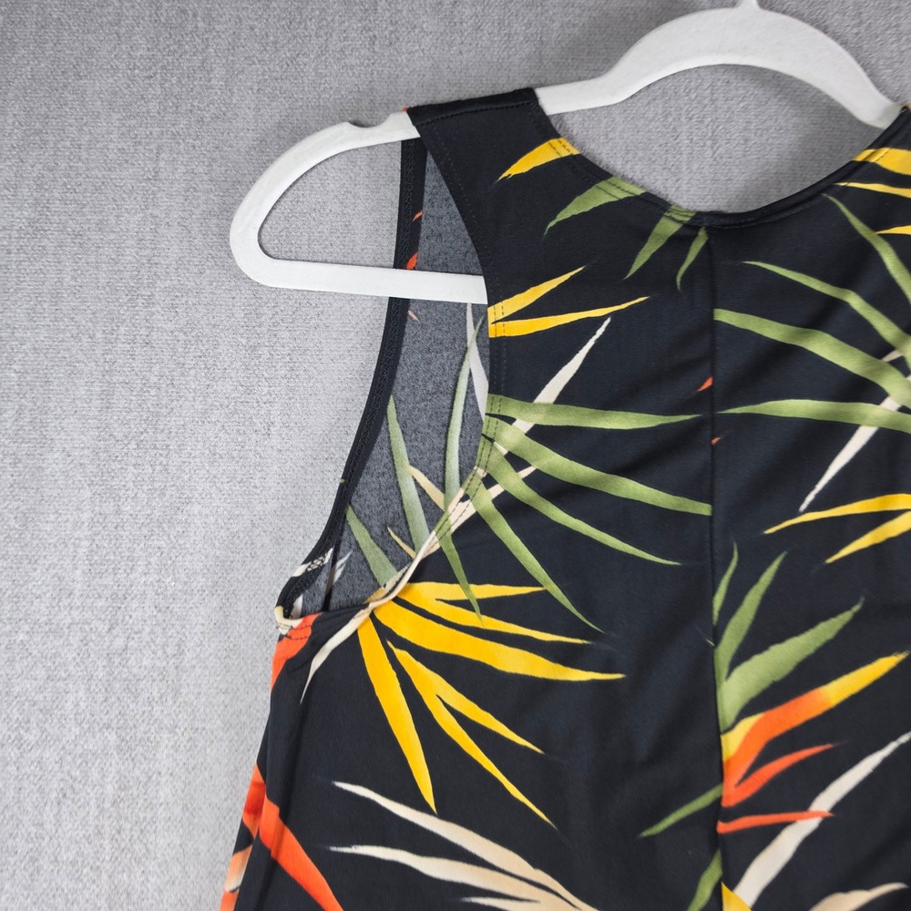 Jostar Tunic Top Women Small Black Floral Bird of Paradise Sharkbite Sleeveless - Picture 10 of 14